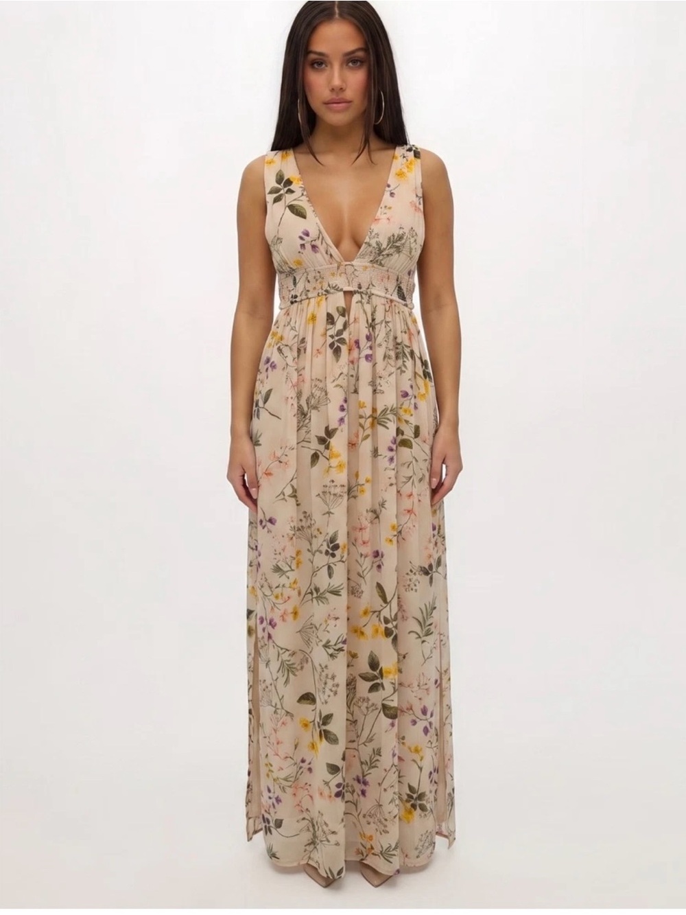 Olivaceous Blush Floral Maxi Dress with Yellow & Green Accents - Picture 10 of 10